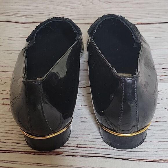 BRUNELLA Black Patent Loafers with Beaded Top of Foot Size 40 or 9.5 - Picture 9 of 14